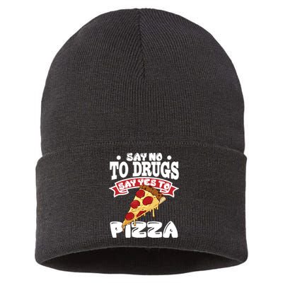 Red Ribbon Week Say No To Drugs Say Yes To Pizza Sustainable Knit Beanie