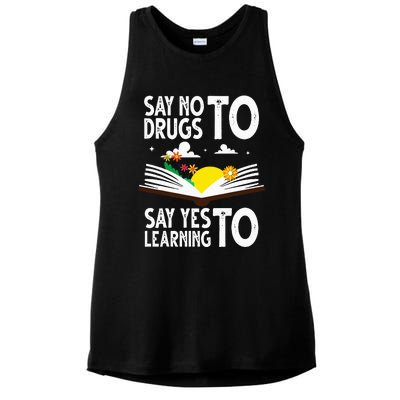 Red Ribbon Week Say No Say Yes to Learning Books Teacher Ladies PosiCharge Tri-Blend Wicking Tank