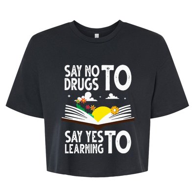 Red Ribbon Week Say No Say Yes to Learning Books Teacher Bella+Canvas Jersey Crop Tee