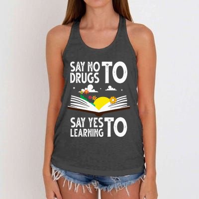 Red Ribbon Week Say No Say Yes to Learning Books Teacher Women's Knotted Racerback Tank