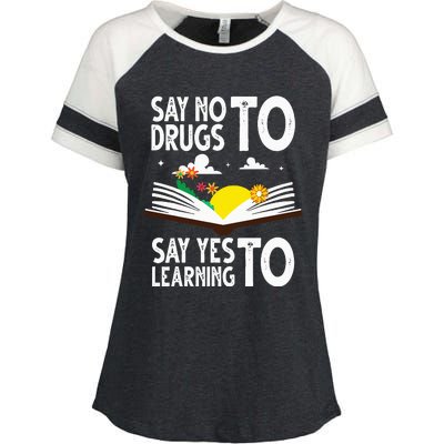 Red Ribbon Week Say No Say Yes to Learning Books Teacher Enza Ladies Jersey Colorblock Tee