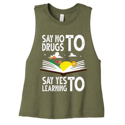 Red Ribbon Week Say No Say Yes to Learning Books Teacher Women's Racerback Cropped Tank