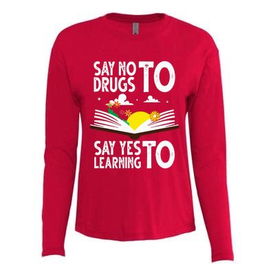 Red Ribbon Week Say No Say Yes to Learning Books Teacher Womens Cotton Relaxed Long Sleeve T-Shirt