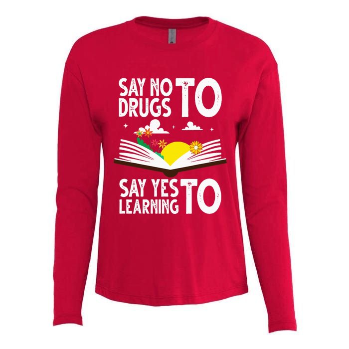 Red Ribbon Week Say No Say Yes to Learning Books Teacher Womens Cotton Relaxed Long Sleeve T-Shirt