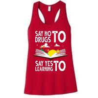 Red Ribbon Week Say No Say Yes to Learning Books Teacher Women's Racerback Tank