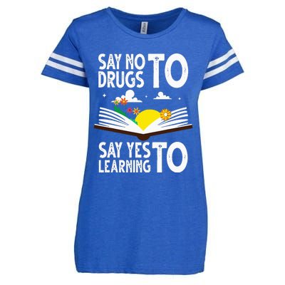 Red Ribbon Week Say No Say Yes to Learning Books Teacher Enza Ladies Jersey Football T-Shirt