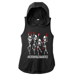 Red Ribbon week Awareness Skeleton Halloween Ladies PosiCharge Tri-Blend Wicking Draft Hoodie Tank