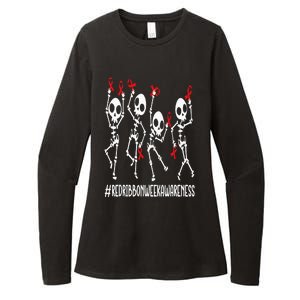 Red Ribbon week Awareness Skeleton Halloween Womens CVC Long Sleeve Shirt