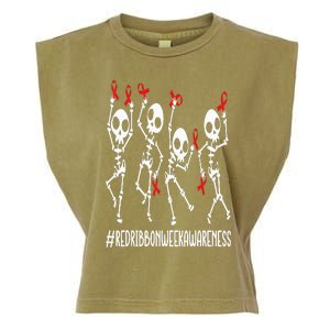 Red Ribbon week Awareness Skeleton Halloween Garment-Dyed Women's Muscle Tee