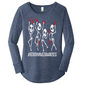 Red Ribbon week Awareness Skeleton Halloween Women's Perfect Tri Tunic Long Sleeve Shirt