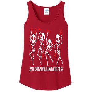 Red Ribbon week Awareness Skeleton Halloween Ladies Essential Tank