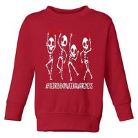 Red Ribbon week Awareness Skeleton Halloween Toddler Sweatshirt