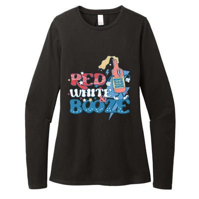 Retro Red White And Booze 4th Of July America Patriotic Gift Womens CVC Long Sleeve Shirt