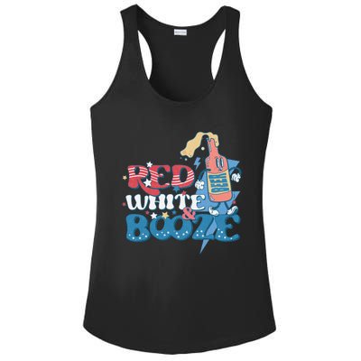 Retro Red White And Booze 4th Of July America Patriotic Gift Ladies PosiCharge Competitor Racerback Tank