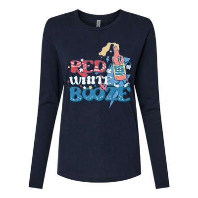 Retro Red White And Booze 4th Of July America Patriotic Gift Womens Cotton Relaxed Long Sleeve T-Shirt