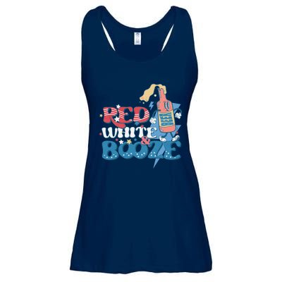 Retro Red White And Booze 4th Of July America Patriotic Gift Ladies Essential Flowy Tank