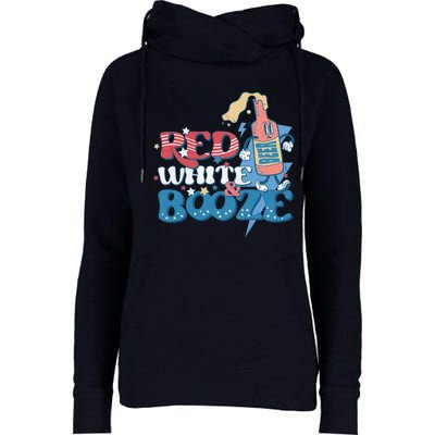 Retro Red White And Booze 4th Of July America Patriotic Gift Womens Funnel Neck Pullover Hood