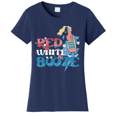 Retro Red White And Booze 4th Of July America Patriotic Gift Women's T-Shirt