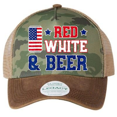 Retro Red White And Beer American Flag 4th Of July Drinking Legacy Tie Dye Trucker Hat