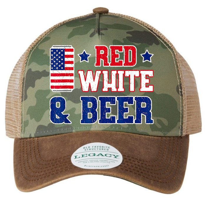 Retro Red White And Beer American Flag 4th Of July Drinking Legacy Tie Dye Trucker Hat