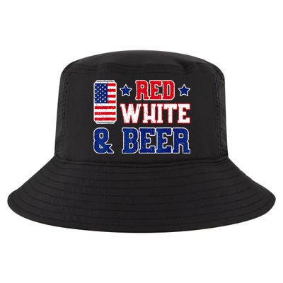 Retro Red White And Beer American Flag 4th Of July Drinking Cool Comfort Performance Bucket Hat
