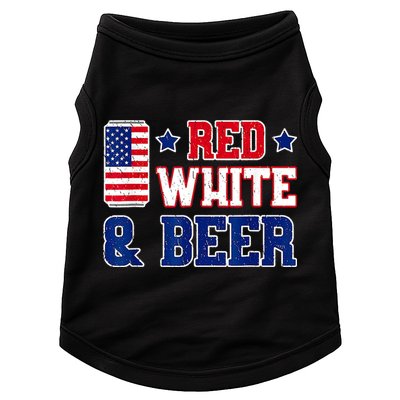 Retro Red White And Beer American Flag 4th Of July Drinking Doggie Tank