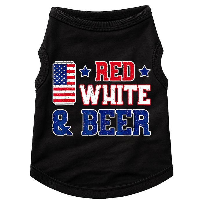 Retro Red White And Beer American Flag 4th Of July Drinking Doggie Tank