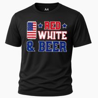 Retro Red White And Beer American Flag 4th Of July Drinking Performance Shirt