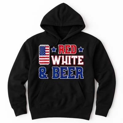 Retro Red White And Beer American Flag 4th Of July Drinking Hoodie