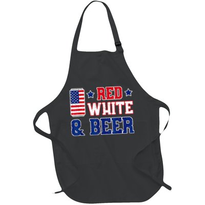 Retro Red White And Beer American Flag 4th Of July Drinking Apron