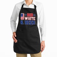Retro Red White And Beer American Flag 4th Of July Drinking Apron