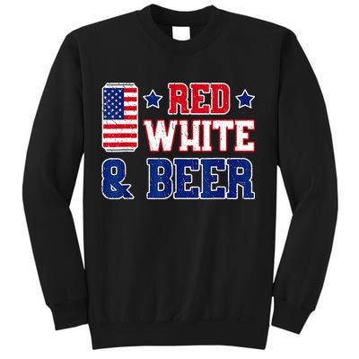 Retro Red White And Beer American Flag 4th Of July Drinking Sweatshirt