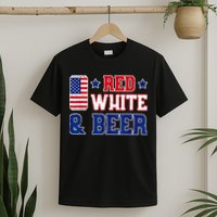 Retro Red White And Beer American Flag 4th Of July Drinking T-Shirt