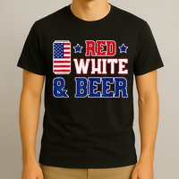 Retro Red White And Beer American Flag 4th Of July Drinking T-Shirt