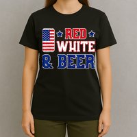 Retro Red White And Beer American Flag 4th Of July Drinking T-Shirt