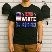Retro Red White And Beer American Flag 4th Of July Drinking T-Shirt