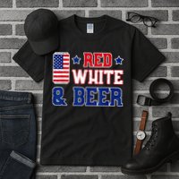 Retro Red White And Beer American Flag 4th Of July Drinking Tall T-Shirt