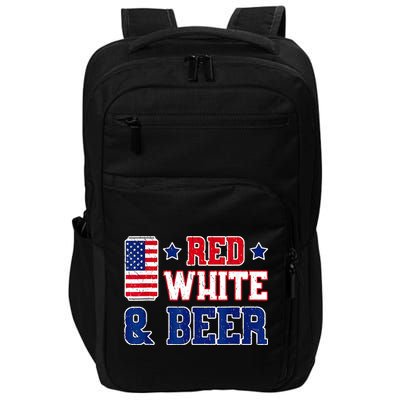 Retro Red White And Beer American Flag 4th Of July Drinking Impact Tech Backpack