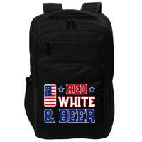 Retro Red White And Beer American Flag 4th Of July Drinking Impact Tech Backpack