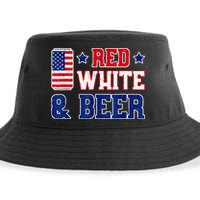 Retro Red White And Beer American Flag 4th Of July Drinking Sustainable Bucket Hat