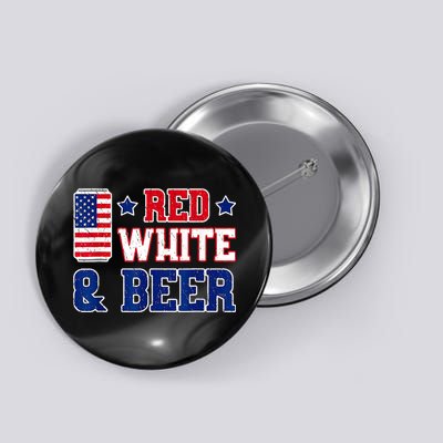 Retro Red White And Beer American Flag 4th Of July Drinking Button