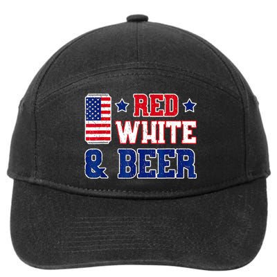 Retro Red White And Beer American Flag 4th Of July Drinking 7-Panel Snapback Hat
