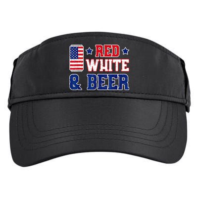 Retro Red White And Beer American Flag 4th Of July Drinking Adult Drive Performance Visor