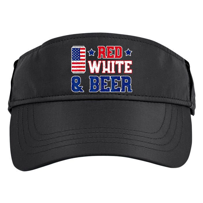 Retro Red White And Beer American Flag 4th Of July Drinking Adult Drive Performance Visor
