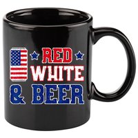 Retro Red White And Beer American Flag 4th Of July Drinking 11oz C Handle Ceramic Mug