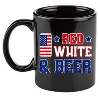 Retro Red White And Beer American Flag 4th Of July Drinking 11oz C Handle Ceramic Mug