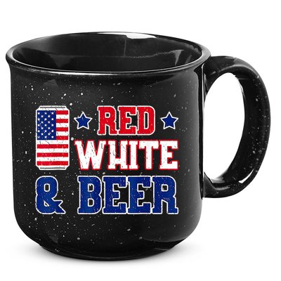 Retro Red White And Beer American Flag 4th Of July Drinking 15oz Campfire Ceramic Mug