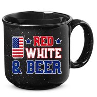 Retro Red White And Beer American Flag 4th Of July Drinking 15oz Campfire Ceramic Mug