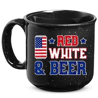 Retro Red White And Beer American Flag 4th Of July Drinking 15oz Campfire Ceramic Mug