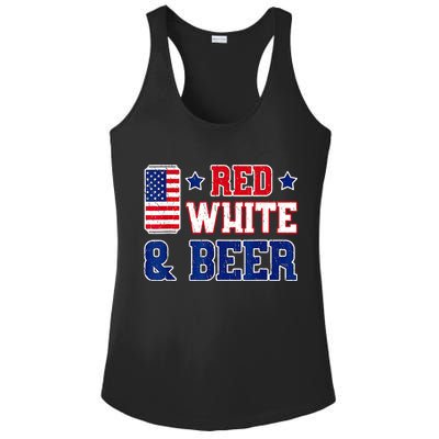 Retro Red White And Beer American Flag 4th Of July Drinking Ladies PosiCharge Competitor Racerback Tank